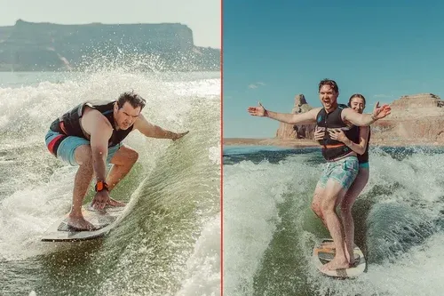 people wakesurfing