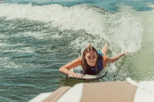 people wakesurfing