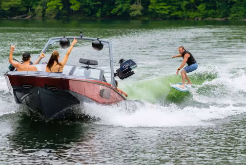 Person Surfing behind boat