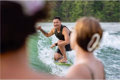 person wakesurfing