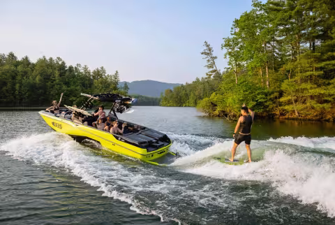 person wakesurfing